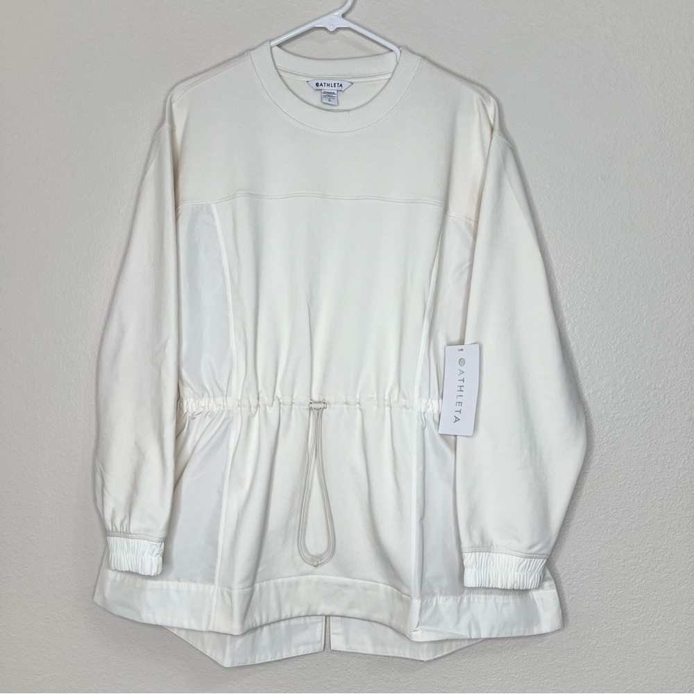 Athleta Ivory Magnolia White Triumph Hybrid Crewneck Sweatshirt Sz L NWT - Picture 5 of 16